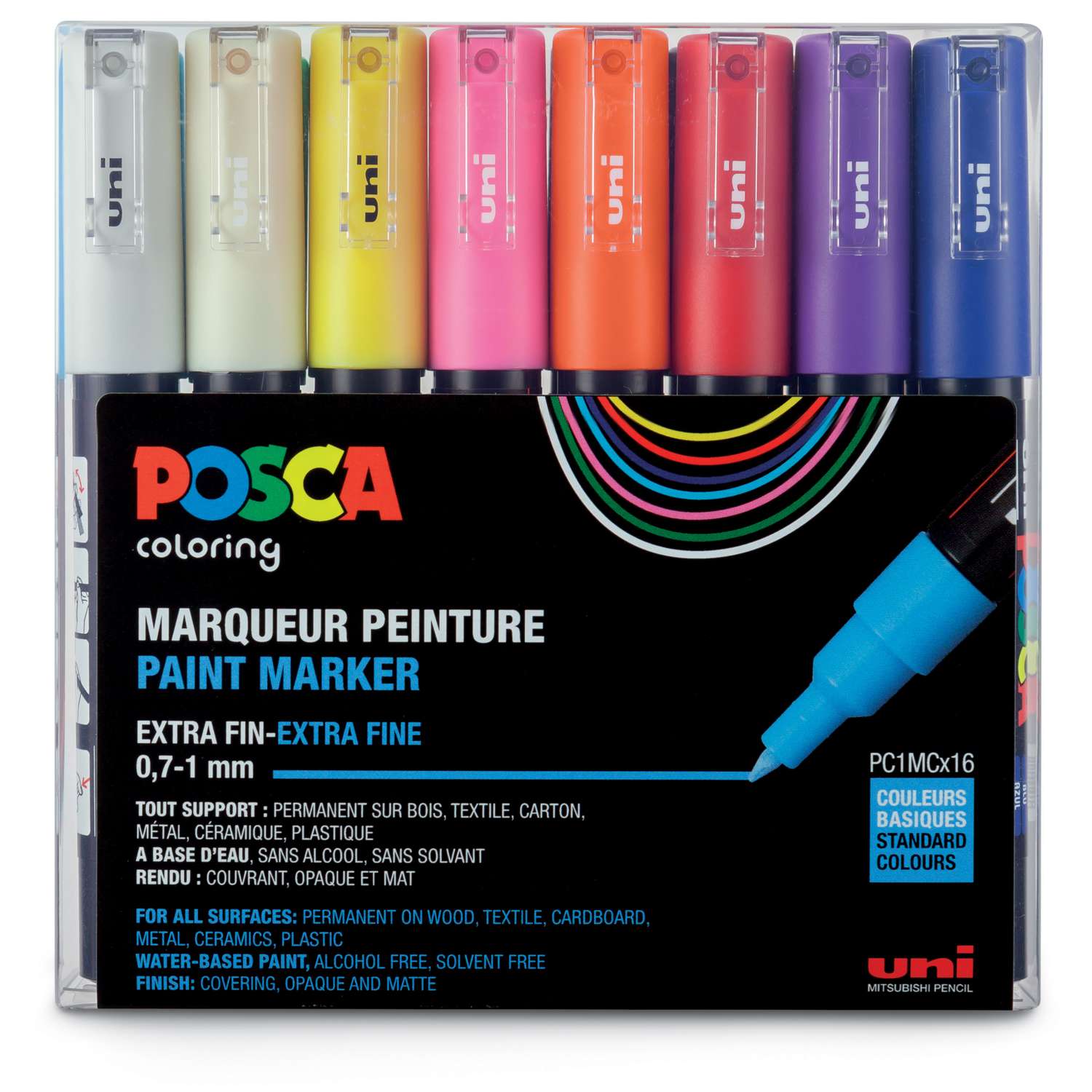 UNI POSCA Marker Set PC 1MC Pigment Marker 16 Farben Online Kaufen